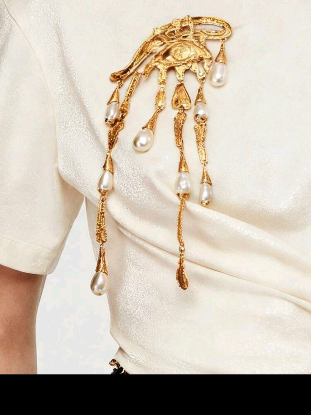 Gold-tone Pearl Drop Brooch Pin